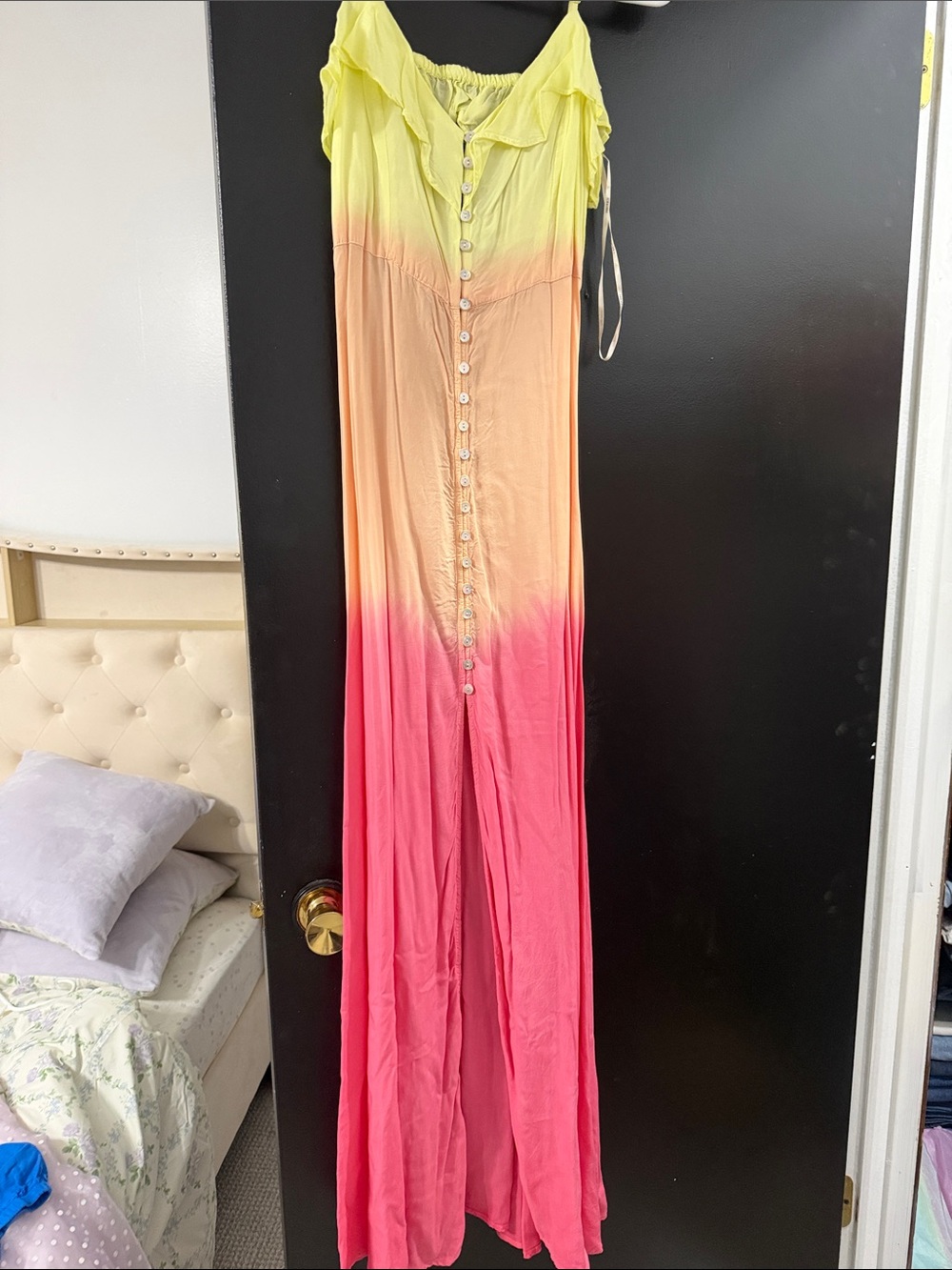 Forever 21 Yellow, Peach & Pink Ombre Maxi Dress
